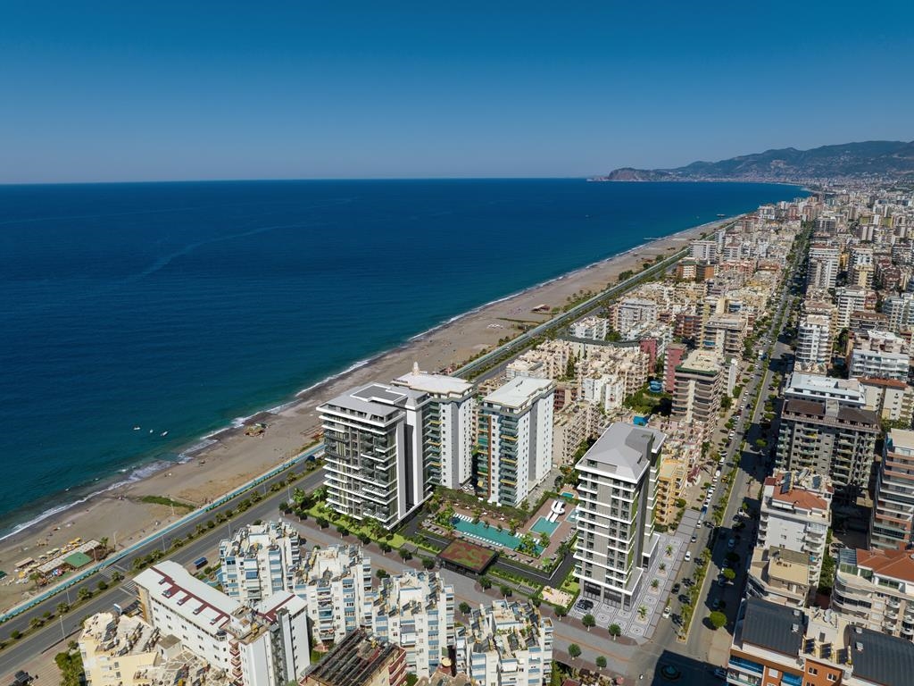 Lägenheternas panoramafönster kommer att erbjuda en vacker utsikt över havet och Alanya