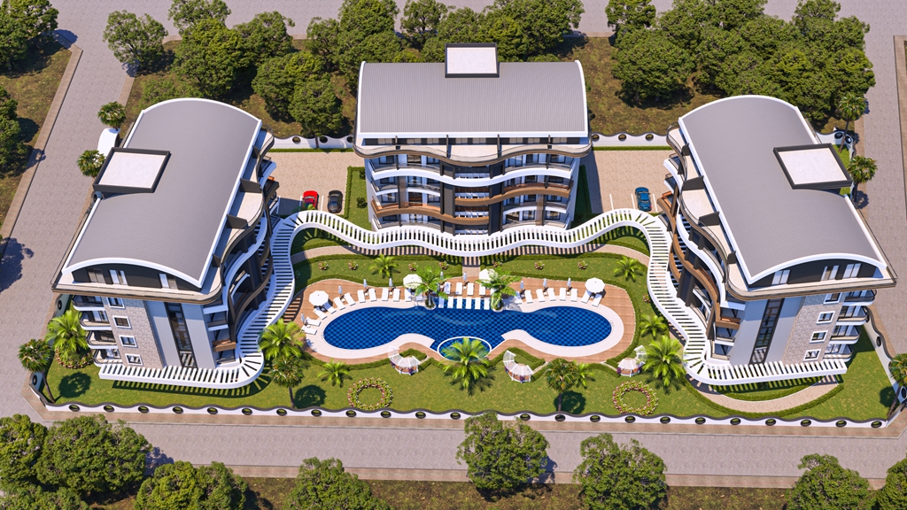 Offers you a spacious life with its unique exterior appearance in Oba , Alanya